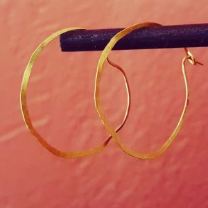 18k Solid Gold Hand Forged Hoop Earrings