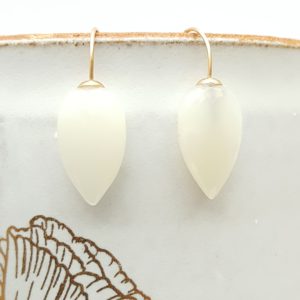 Creamy Silver Moonstone Briolette Pear Drop Earrings