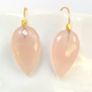 Pink Chalcedony Pear Drop Earrings