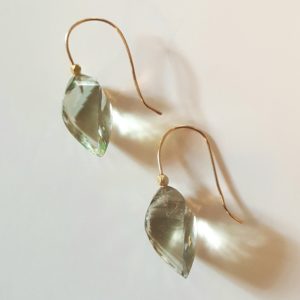 Green Amethyst Twisted Drop Earrings