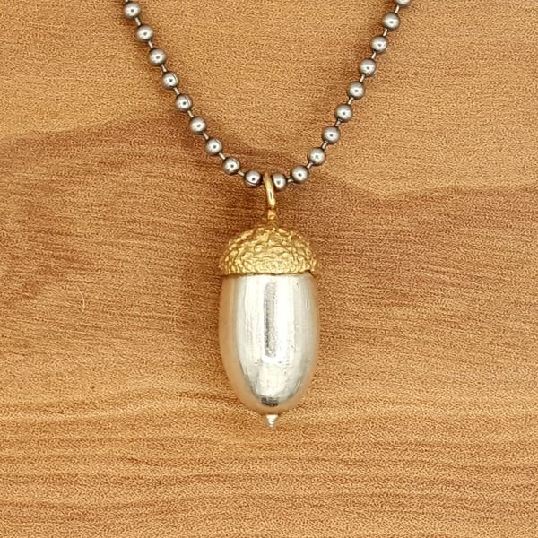 Sterling Silver and Gold Acorn Necklace