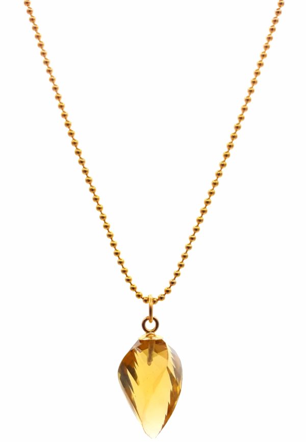 Honey Quartz Twisted Briolette 14K Gold Necklace - Image 2