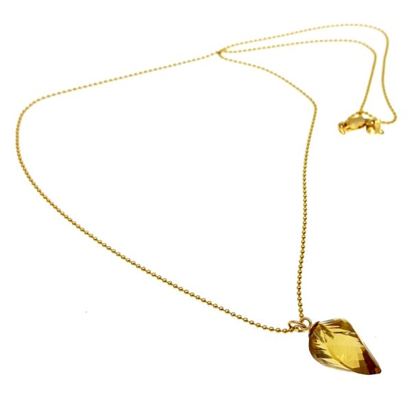 Honey Quartz Twisted Briolette 14K Gold Necklace - Image 3