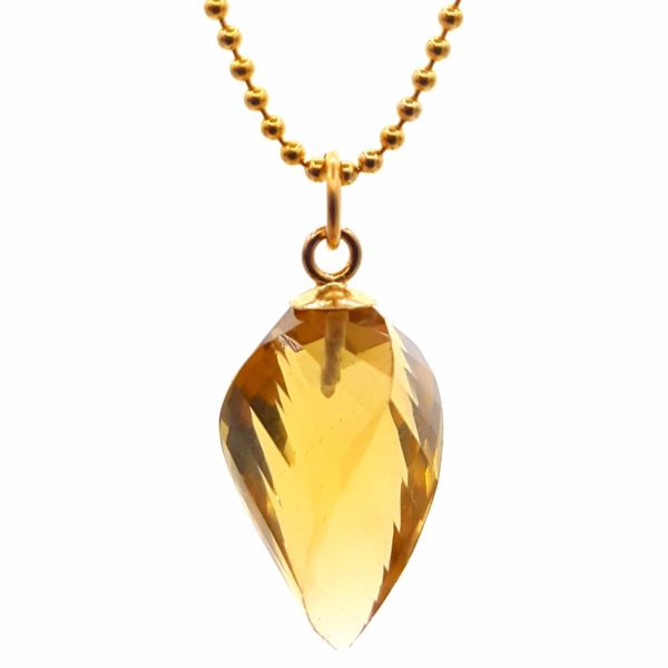 Honey Quartz Twisted Briolette 14K Gold Necklace